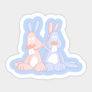Victory Peace Rabbits Pink & Blue Sticker